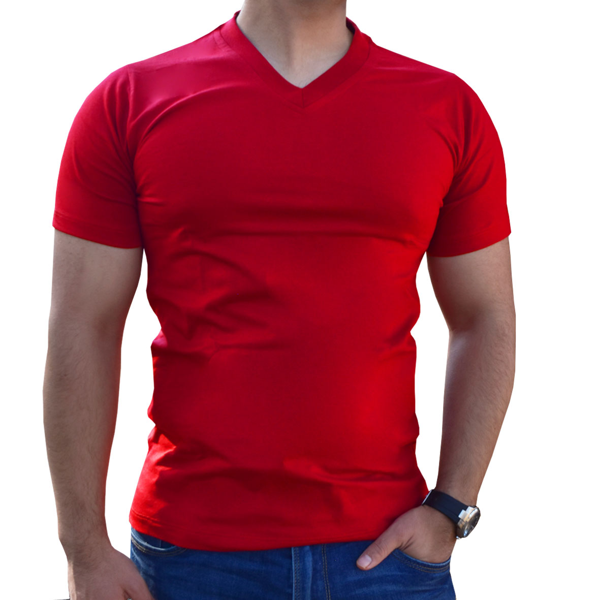 Playera Roja Hombre Cuello V Playeras Optima Playera Roja Cuello V