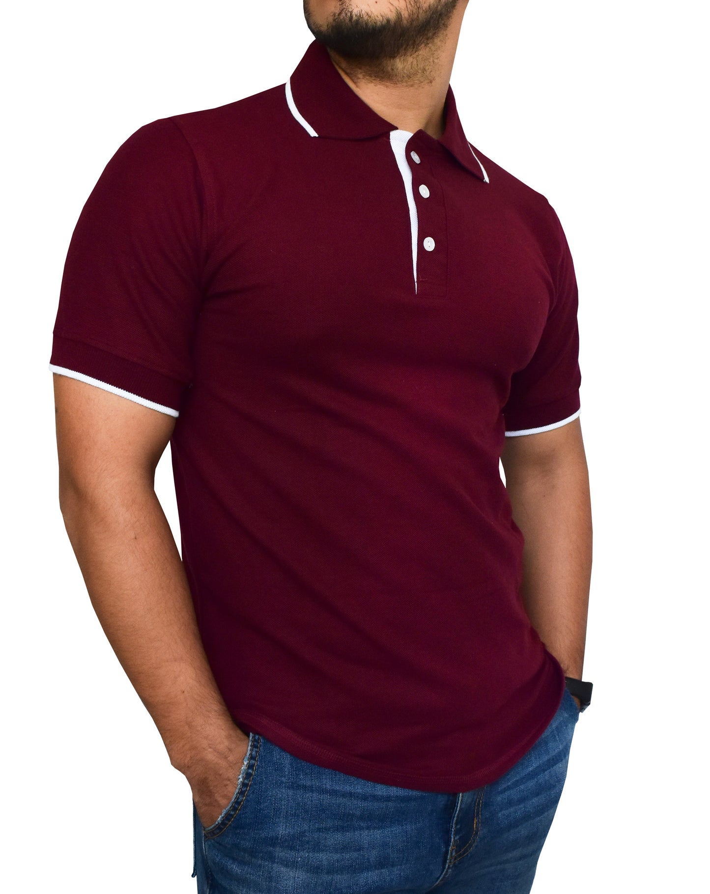 Playera Tipo Polo Con Filo en Cuello #A116