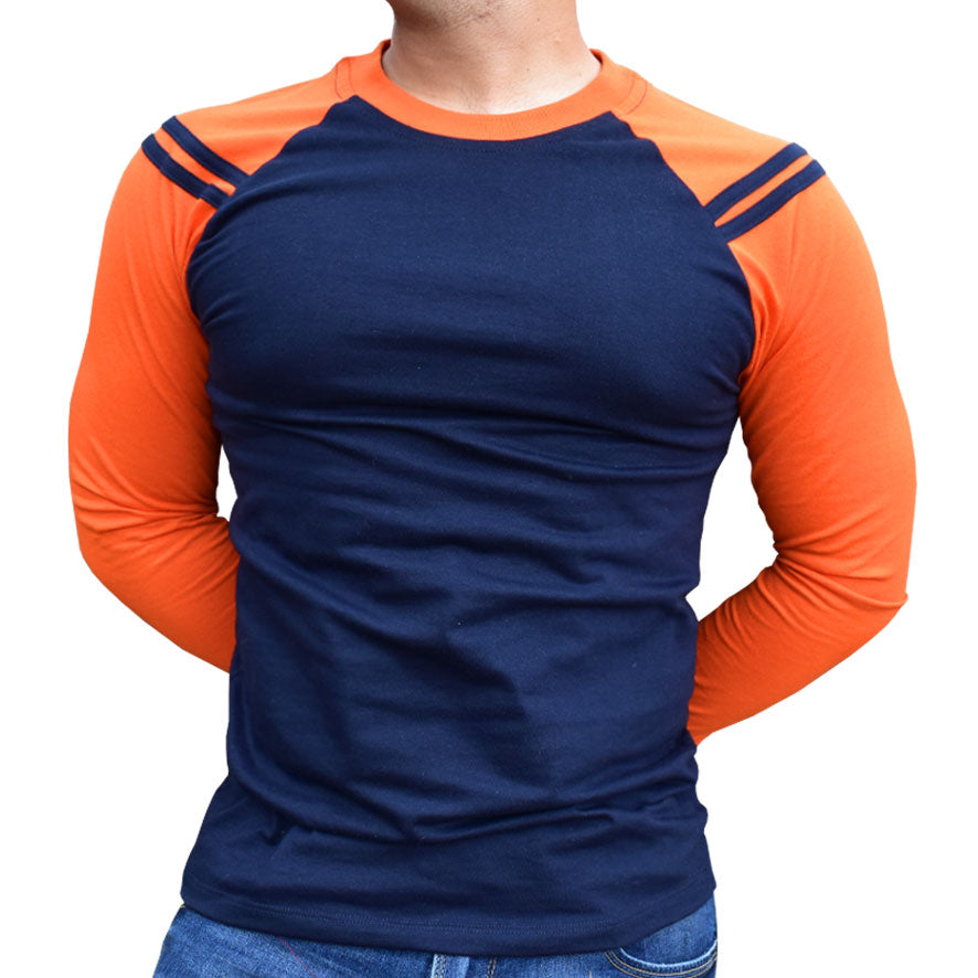 Playera Manga Ranglan Con Líneas En Hombros Manga Larga #A081