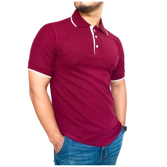 Playera Tipo Polo Con Filo en Cuello #A116