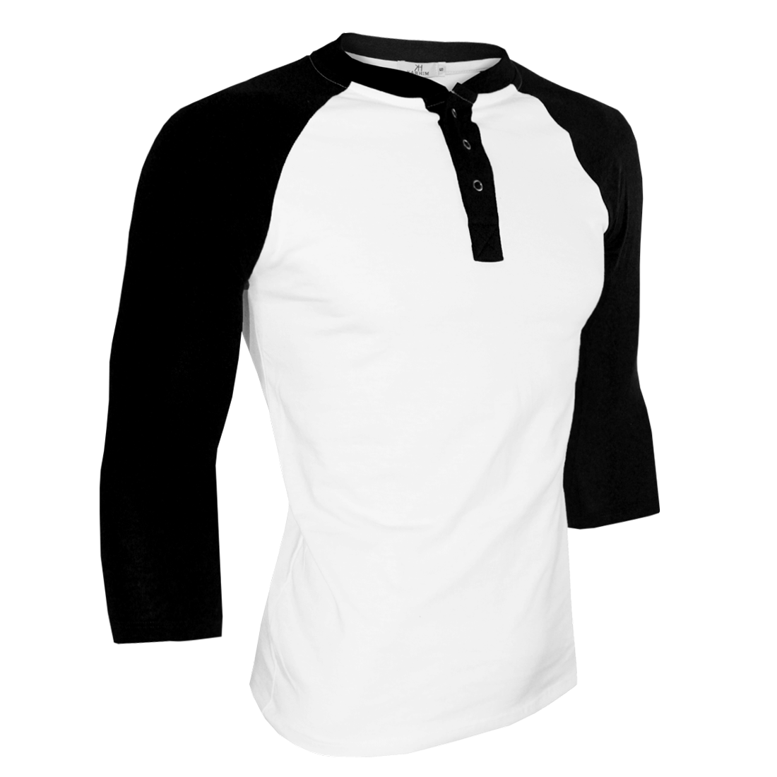 Playera Manga Ranglan Manga 3/4 Con Broches – Torso Blanco #A007