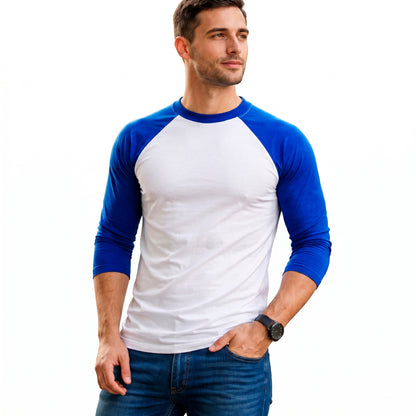 Playera Manga Ranglan Manga 3/4 Lisa – Torso Blanco #A008