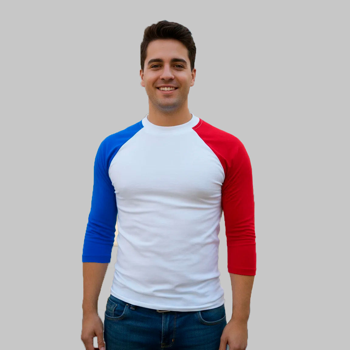 Playera Beisbolera Manga 3/4 Manga Ranglan Mangas Diferente Color #A015