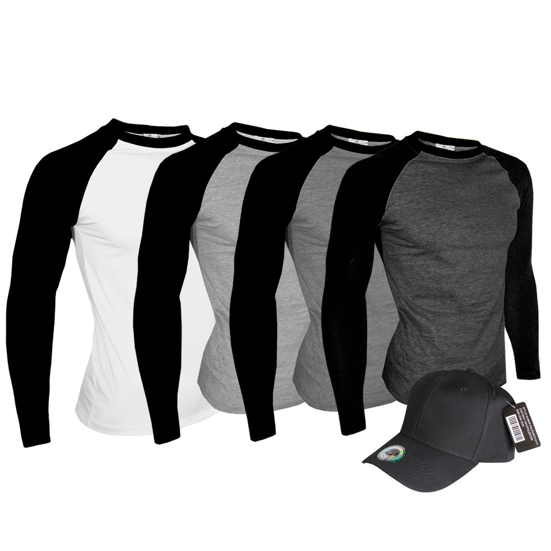 Paquete 4 Playeras Karhim Manga Larga Gorra Hombre De Regalo