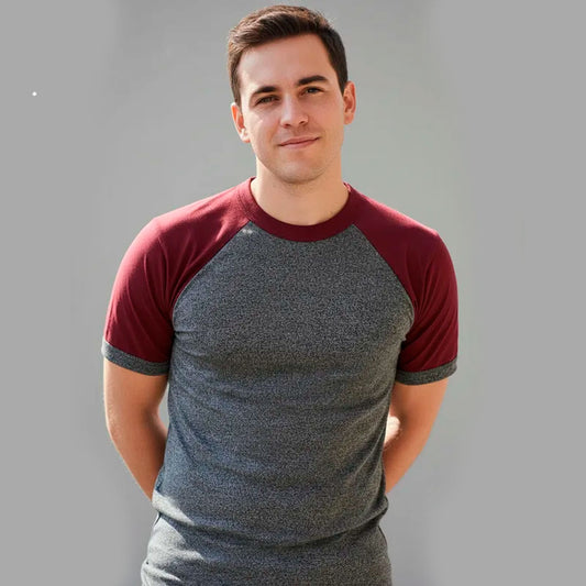 Playera Manga Ranglan Manga Corta Jaspeada #A035