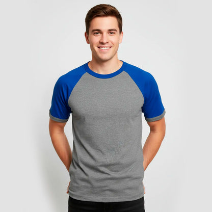 Playera Manga Ranglan Manga Corta Lisa Torso Gris Medio #A058