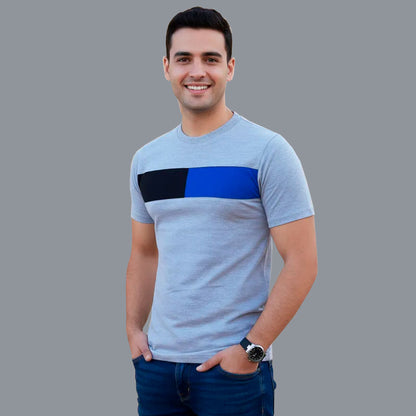 Playera Manga Corta Franja Bicolor Para Caballero #A061