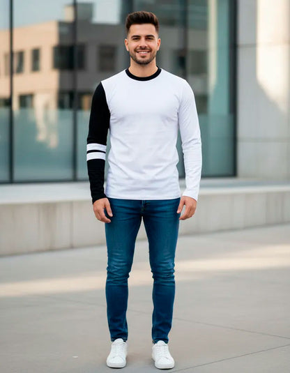 Playera Manga Larga Con Líneas En Manga #A066