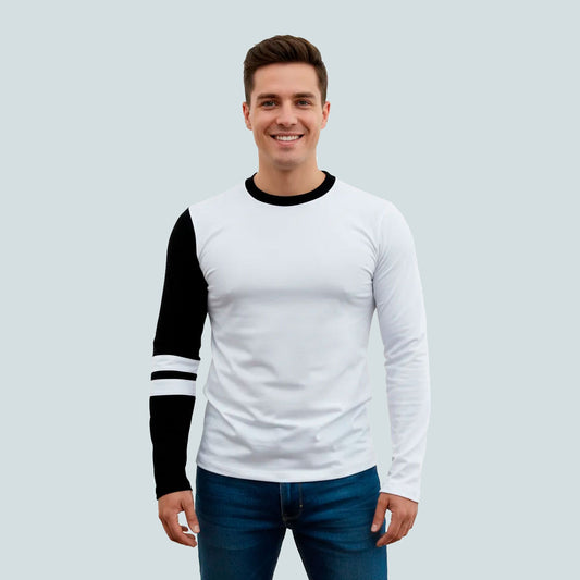 Playera Manga Larga Con Líneas En Manga #A066