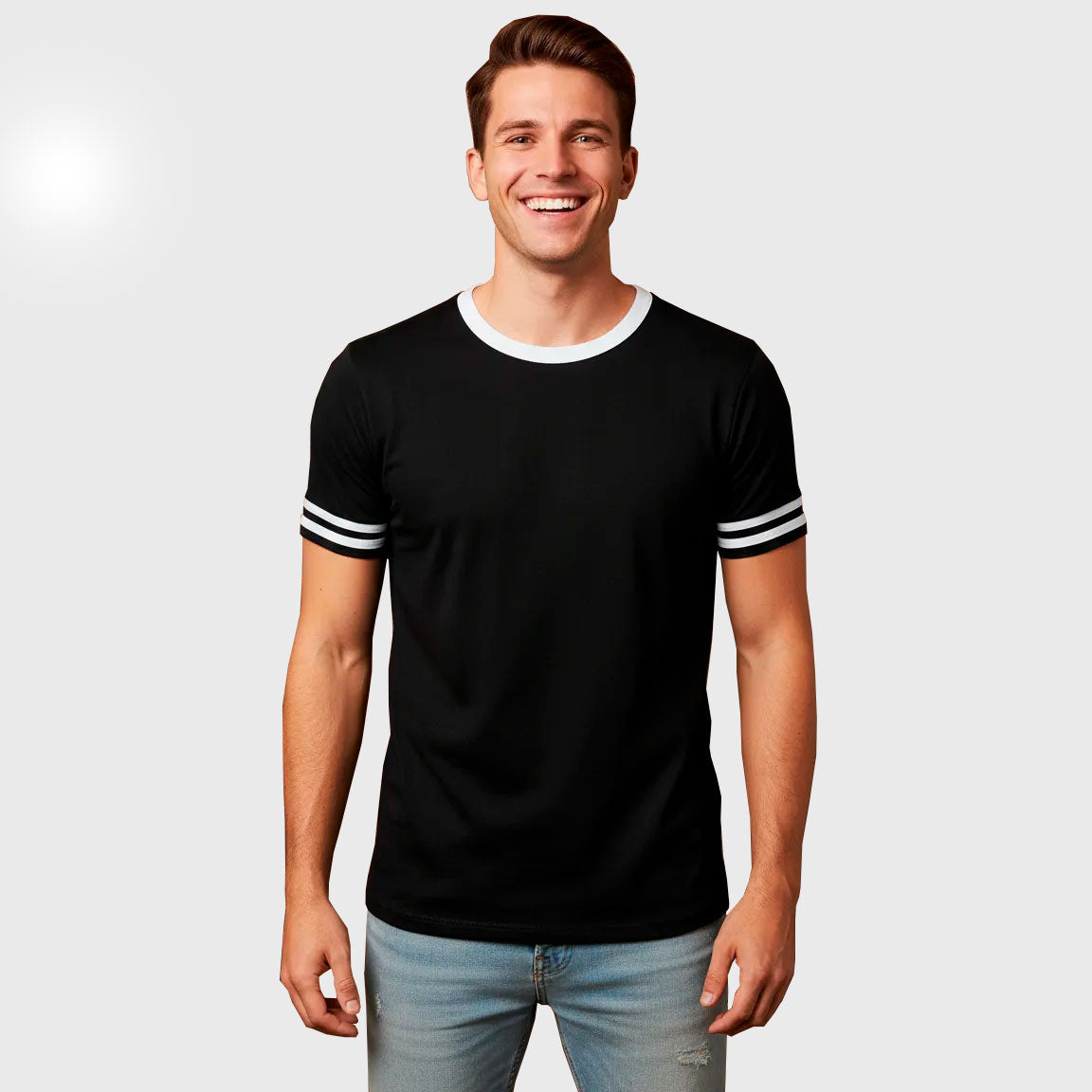 Playera Manga Corta Con Tiras En Manga #A069