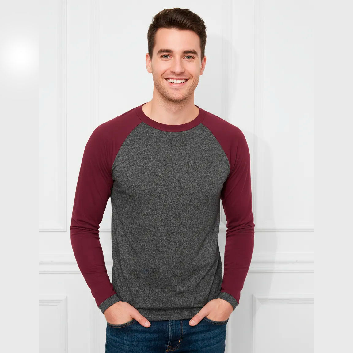 Playera Manga Ranglan Manga Larga Jaspeada #A070