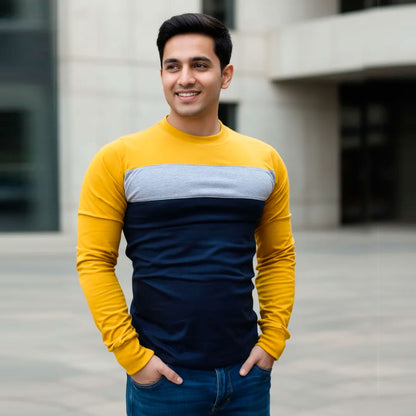 Playera Manga Larga Con Franja Con Puño #A073