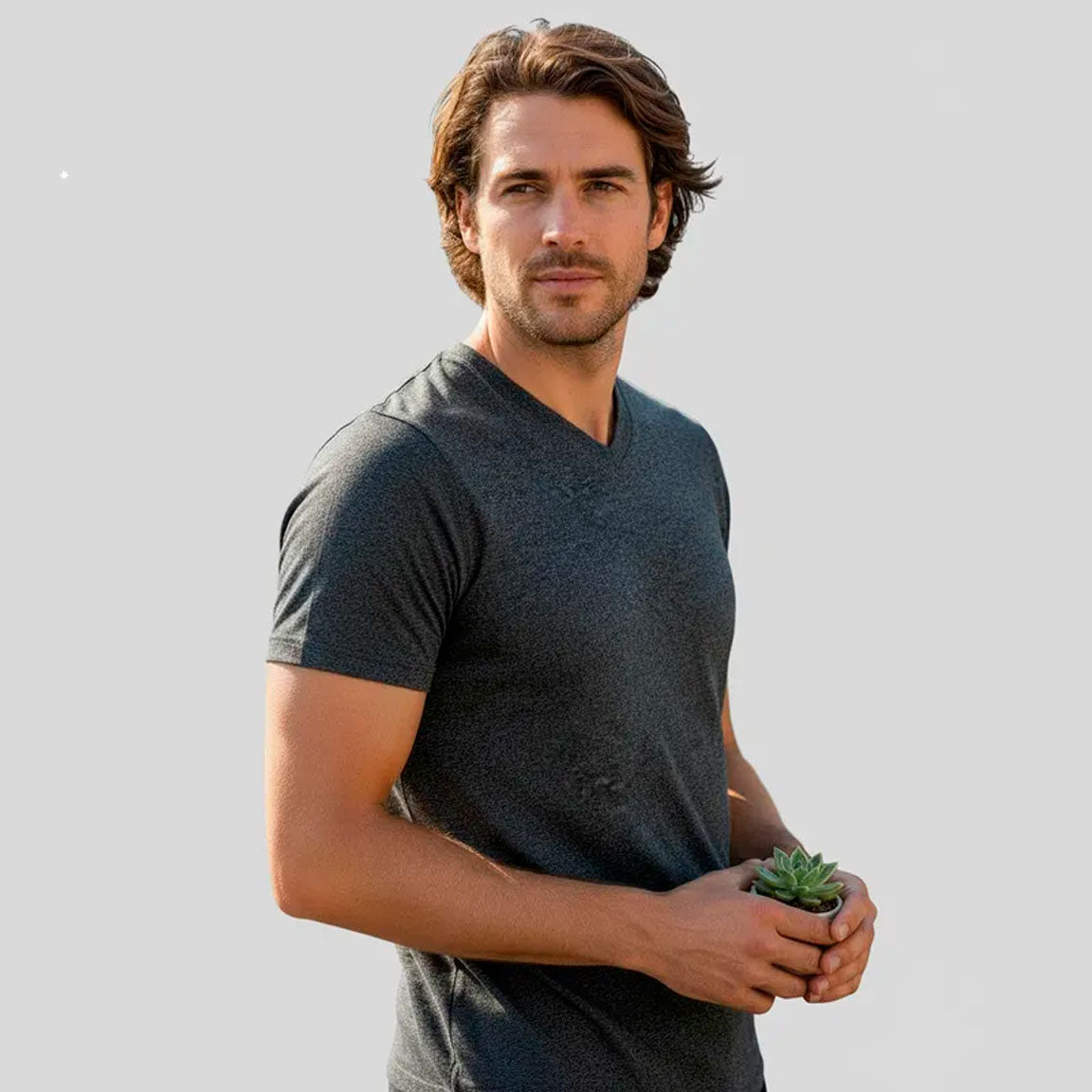 Playera Jaspeada Manga Corta Cuello V #A093