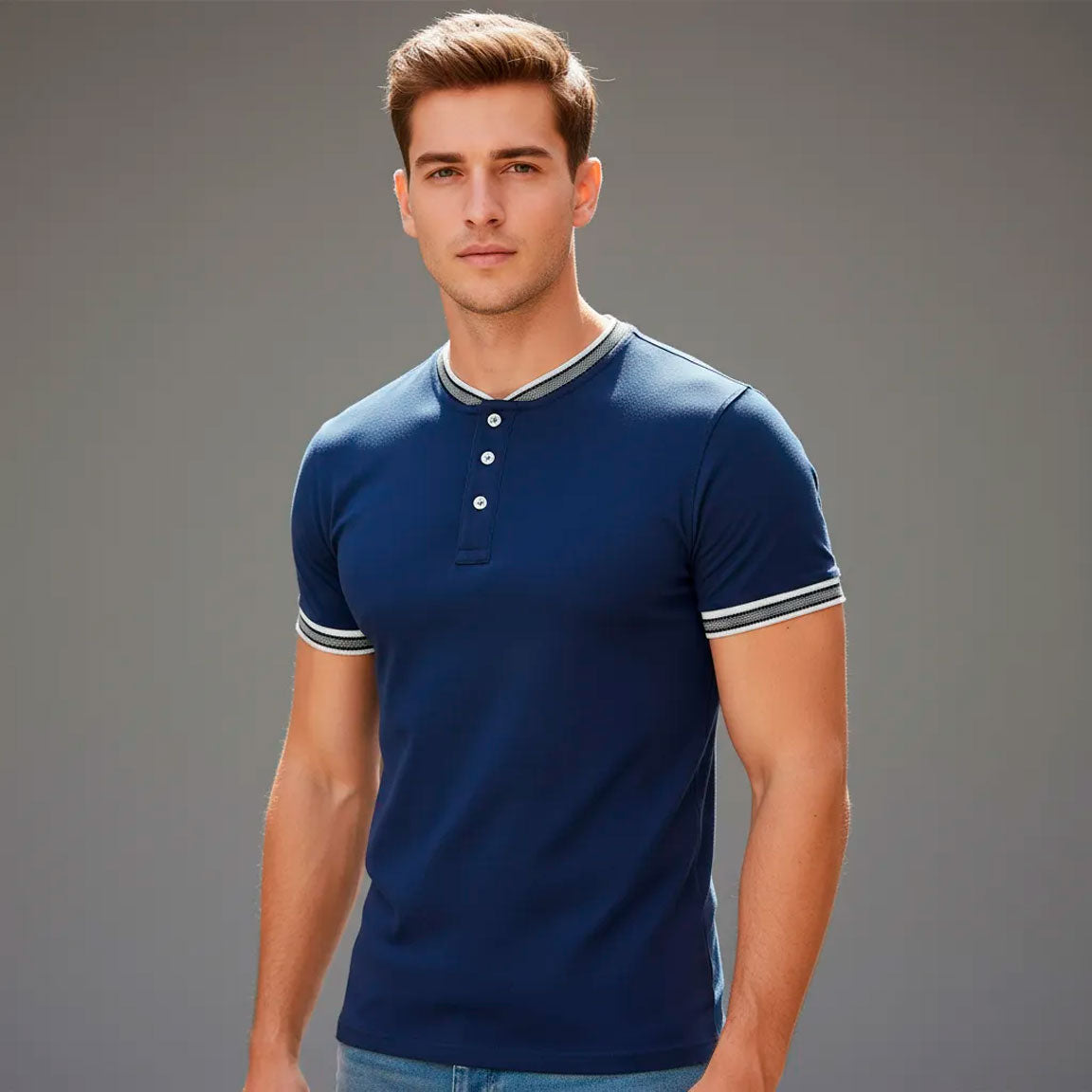 Playera Manga Corta Con Botones #A106