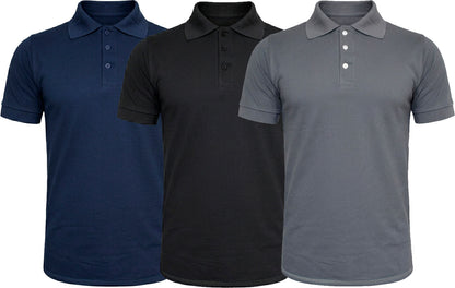 Paquete 3 Playera Tipo Polo Para Caballero Cuello Sport 100% Poliester #A107