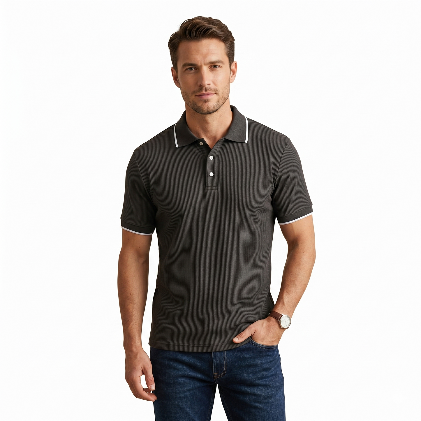 Playera Tipo Polo Cuello Sport Waffle #A132