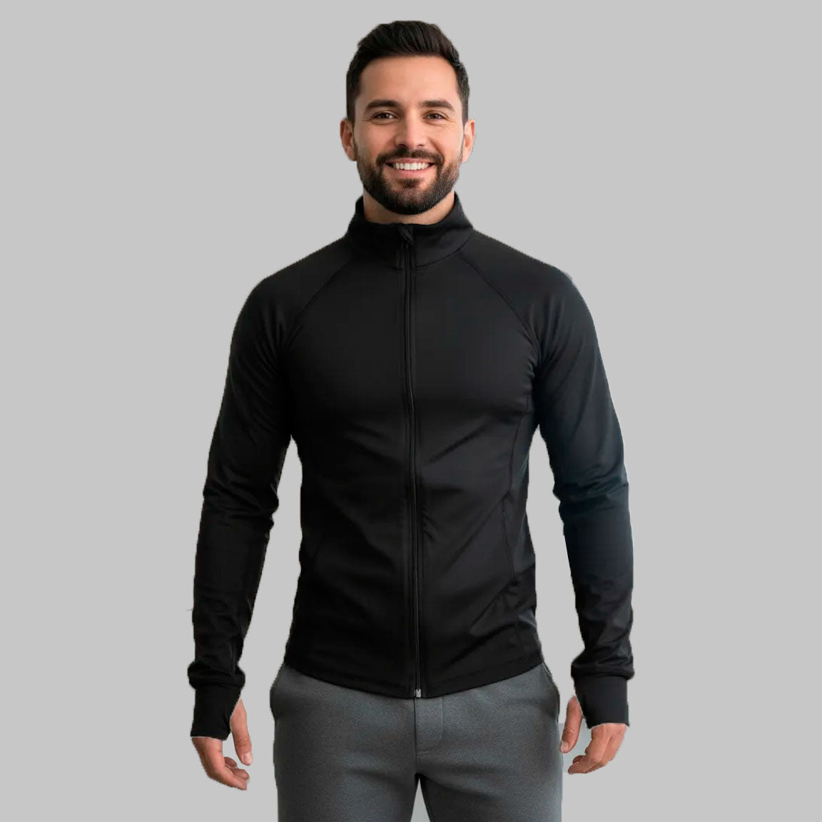 Chamarra Deportiva Cuello Alto Con Cierre Licra #A316