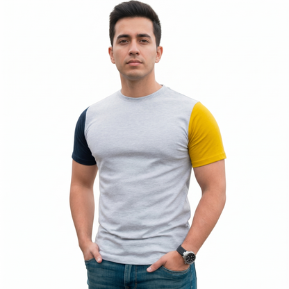 Playera Cuello Redondo Manga Corta Combinada #A045