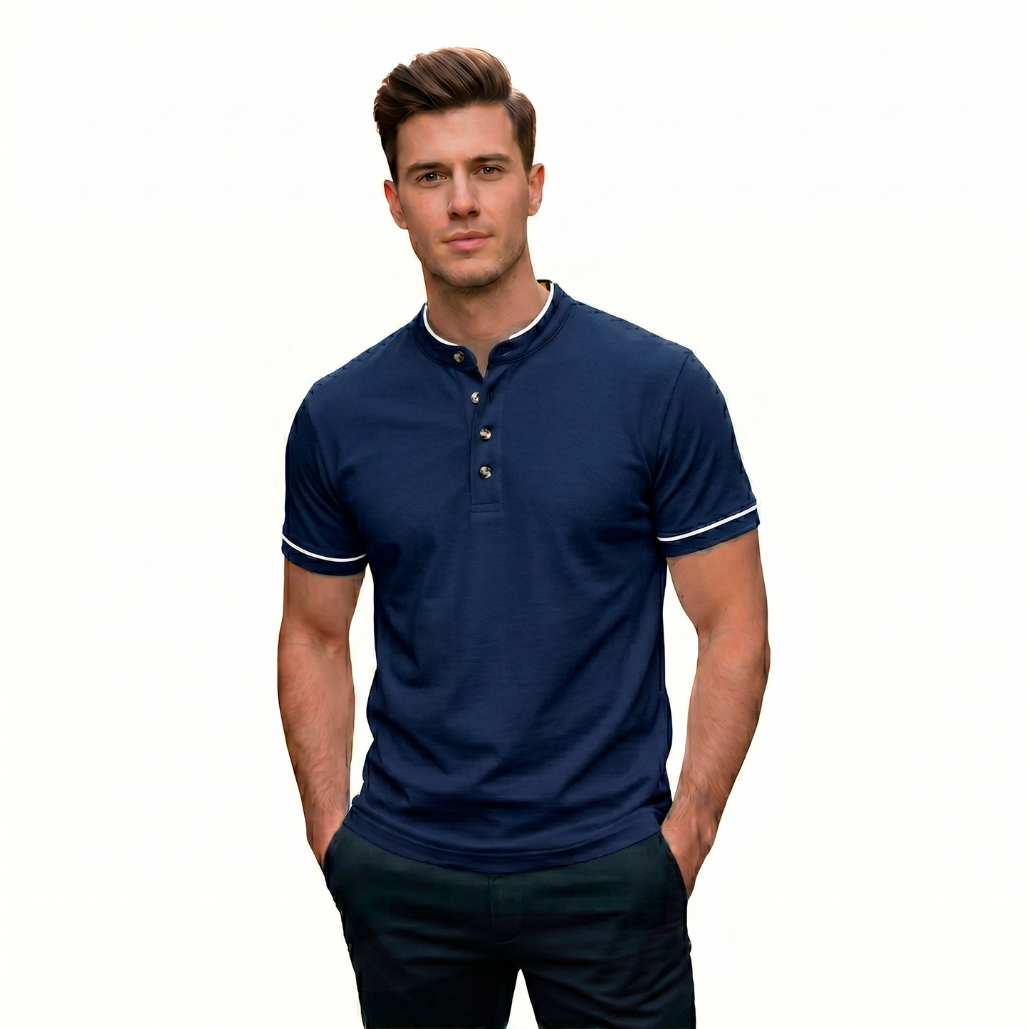 Playera Cuello Mao Karhim Hombre Adulto Manga Corta #A133