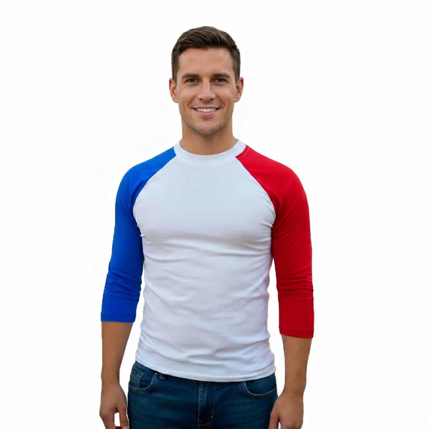 Playera Beisbolera Manga 3/4 Manga Ranglan Mangas Diferente Color #A015