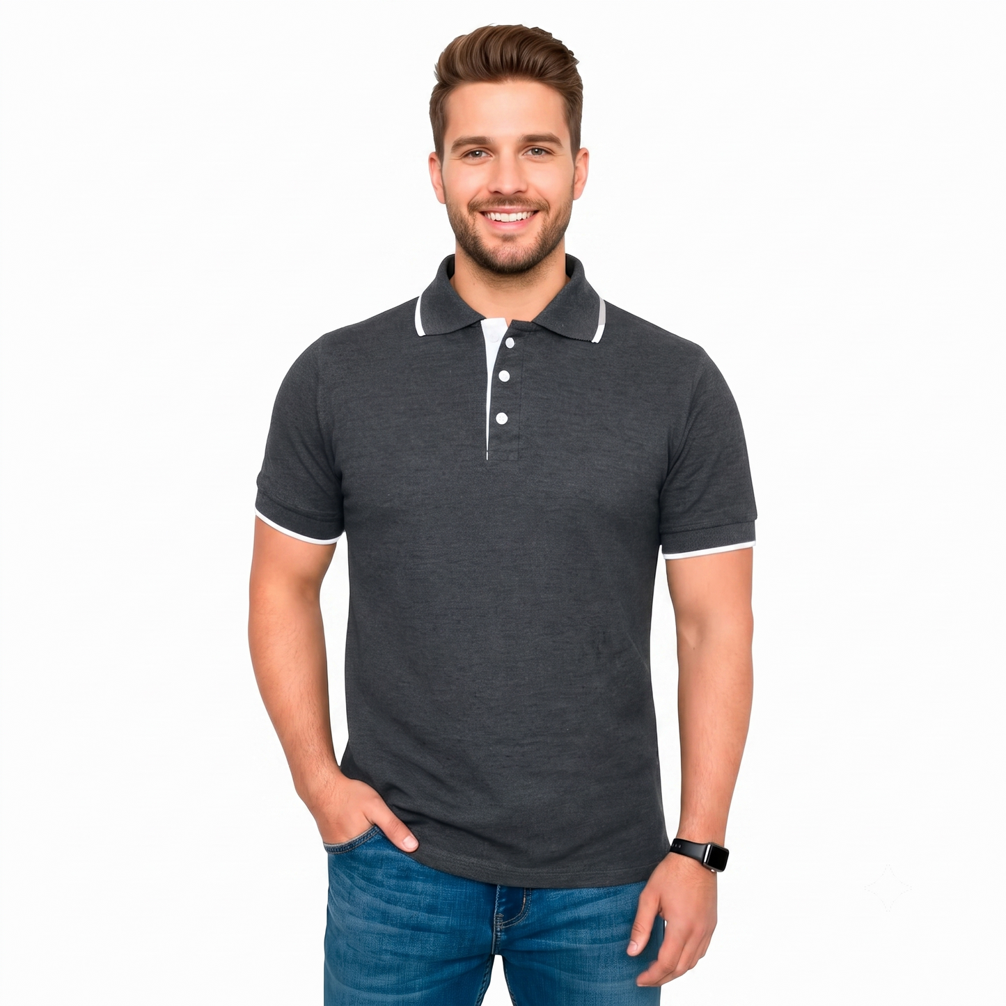 Playera Tipo Polo Con Filo en Cuello #A116