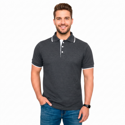 Playera Tipo Polo Con Filo en Cuello #A116