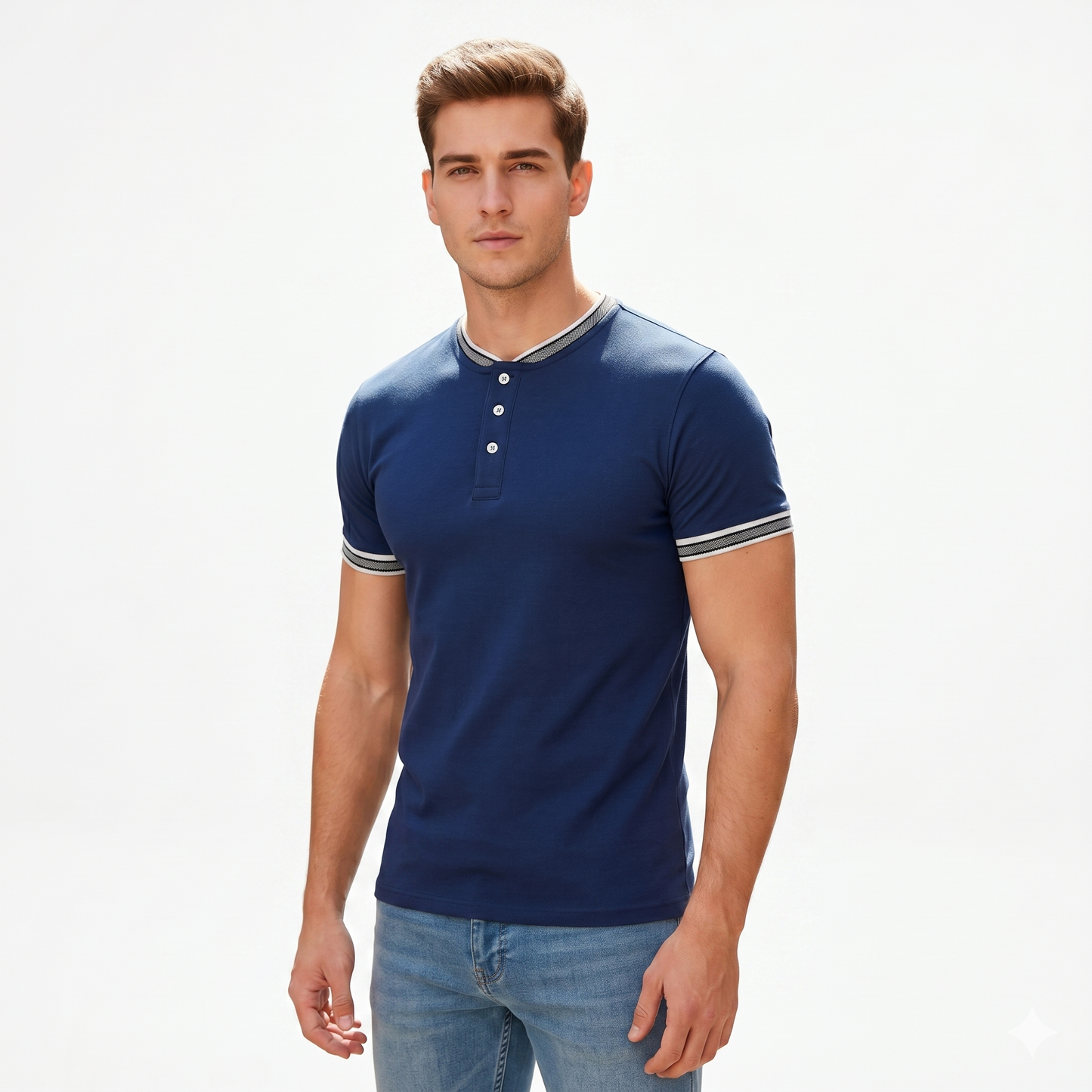 Playera Manga Corta Con Botones #A106