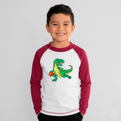Playera Dinosaurios Para Niño Manga Ranglan Manga Larga #K023-D004