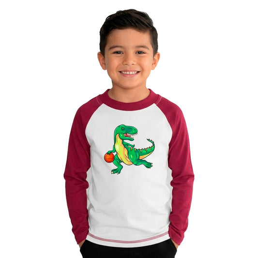 Playera Dinosaurios Para Niño Manga Ranglan Manga Larga #K023-D004