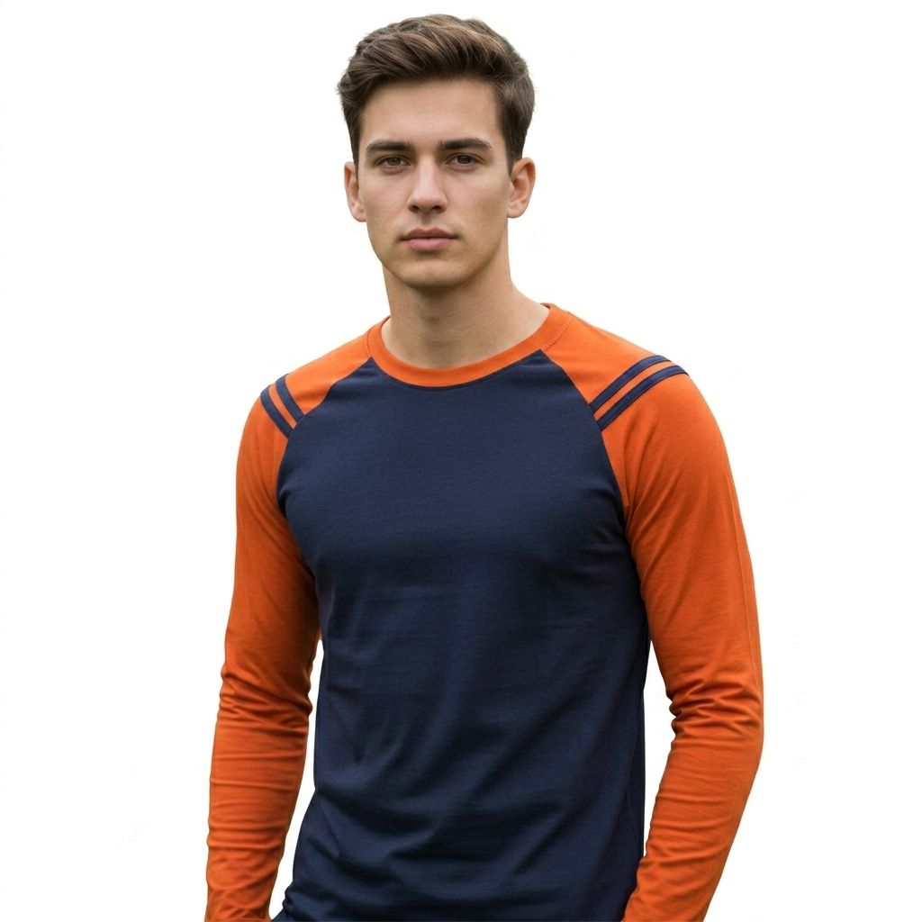 Playera Manga Ranglan Con Líneas En Hombros Manga Larga #A081