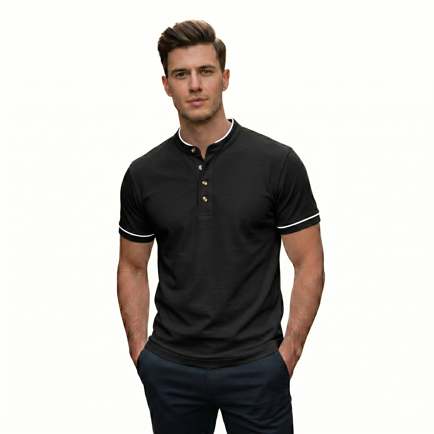 Playera Cuello Mao Karhim Hombre Adulto Manga Corta #A133