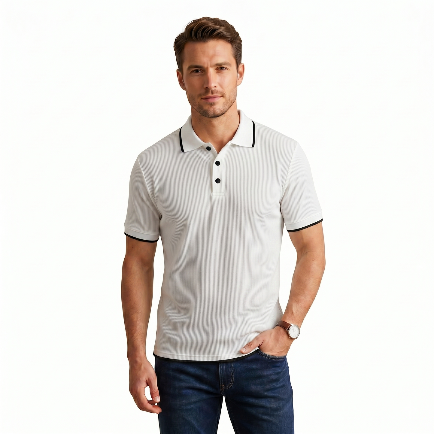 Playera Tipo Polo Cuello Sport Waffle #A132