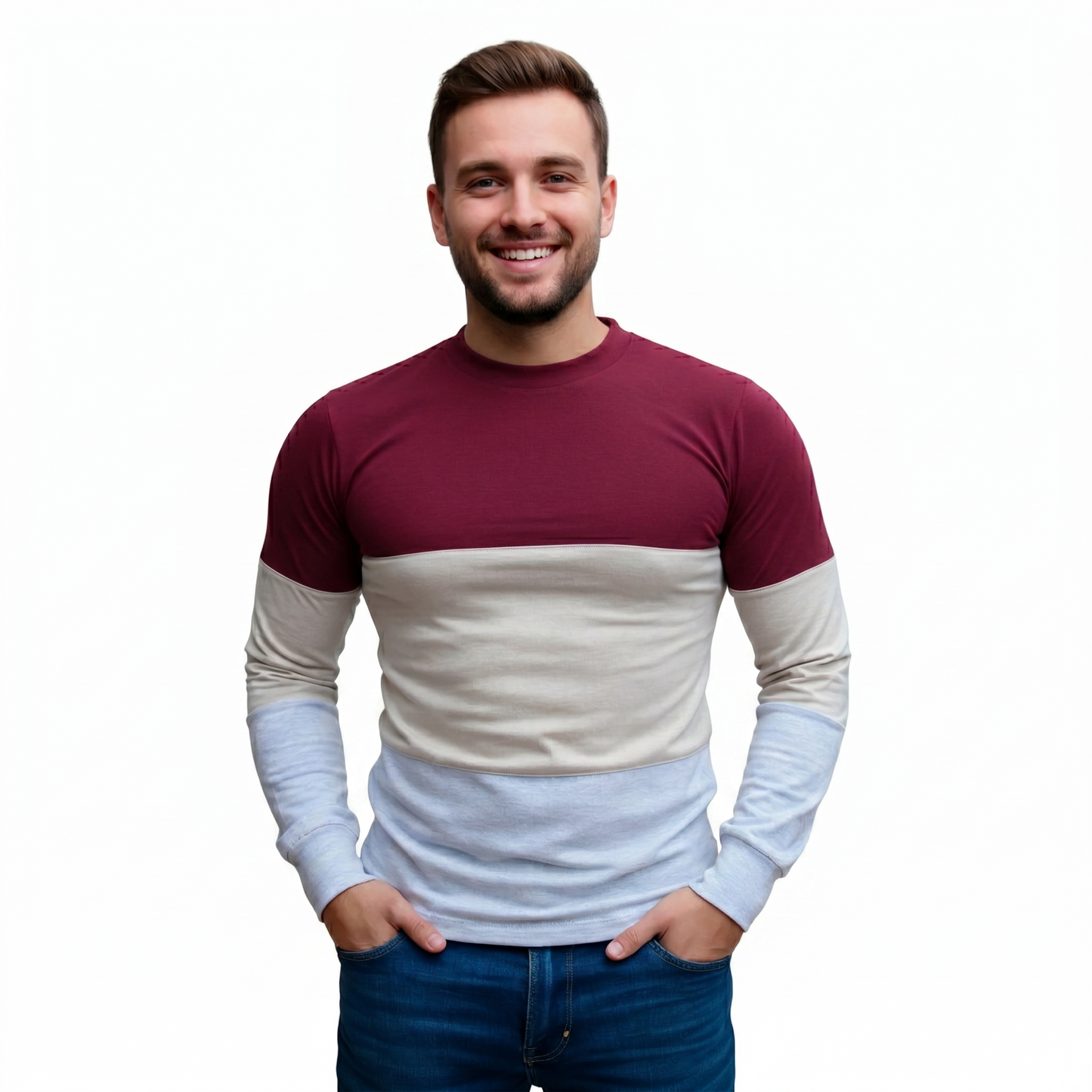 Playera Manga Larga Combinada Con Puño #A071