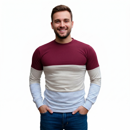 Playera Manga Larga Combinada Con Puño #A071