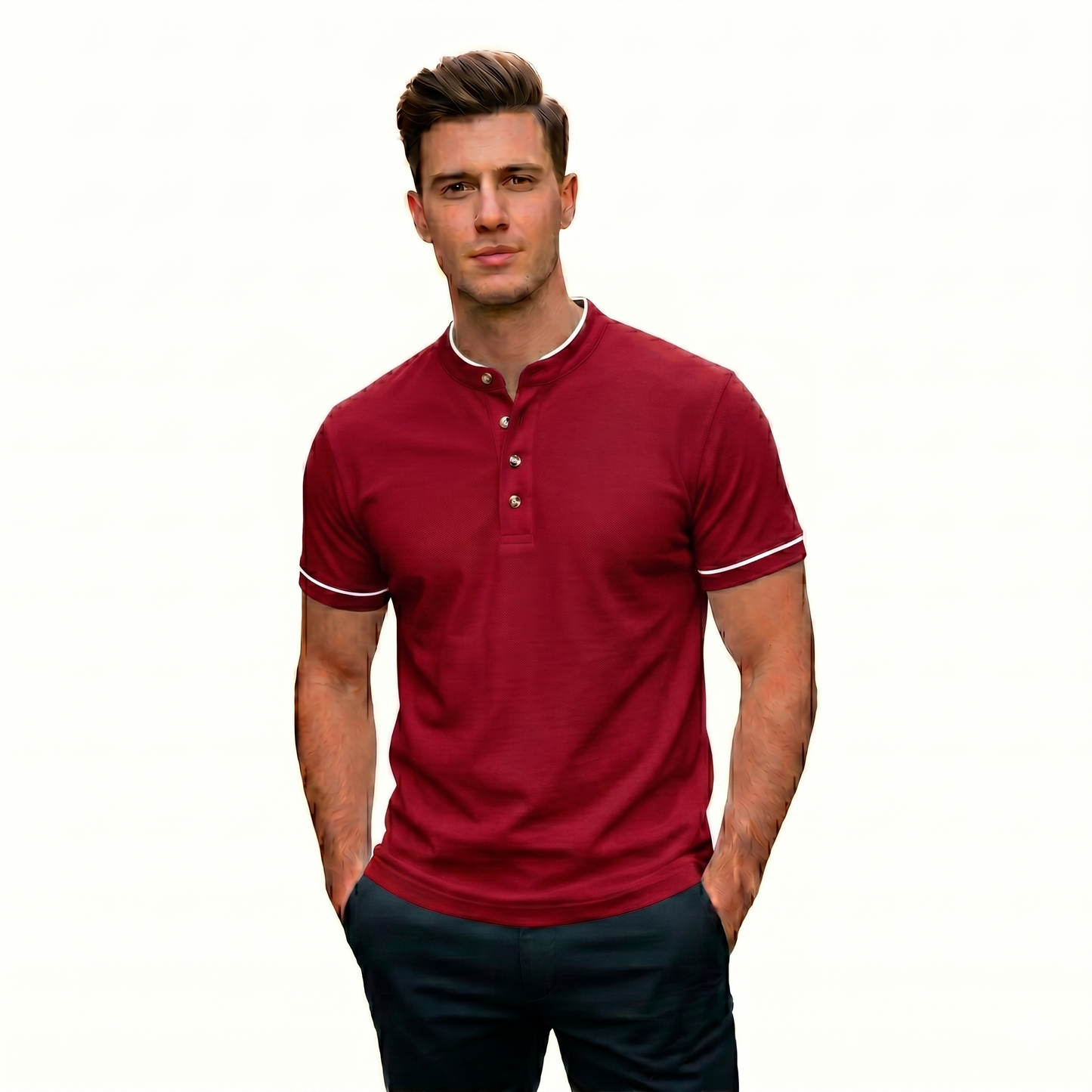 Playera Cuello Mao Karhim Hombre Adulto Manga Corta #A133