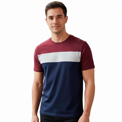 Playera Cuello Redondo Manga Corta Con Franja #A063