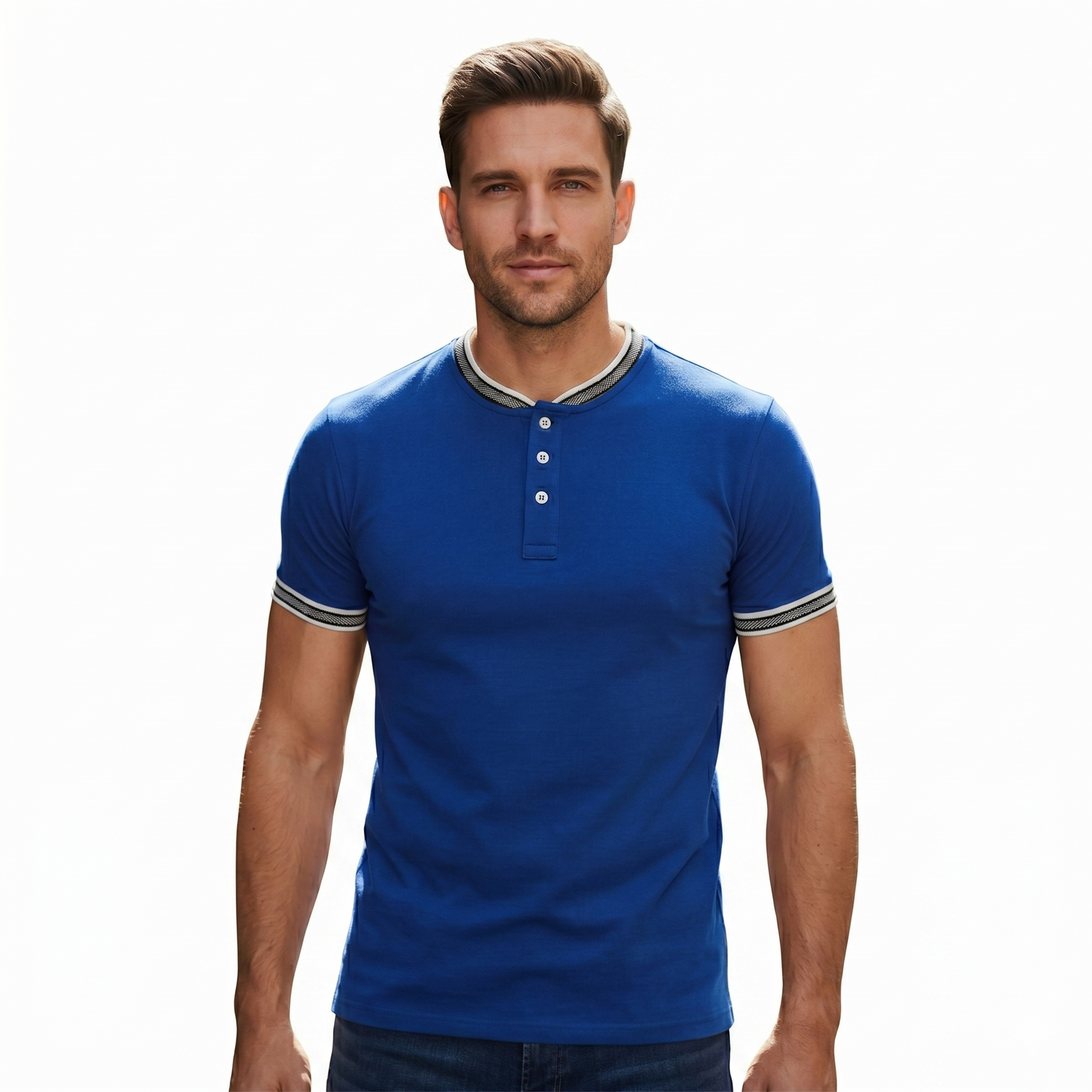 Playera Manga Corta Con Botones #A106