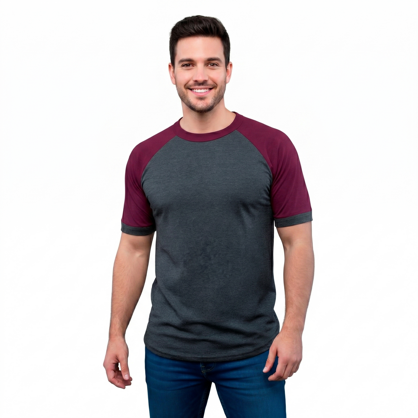 Playera Manga Ranglan Manga Corta Lisa Torso Oxford #A058