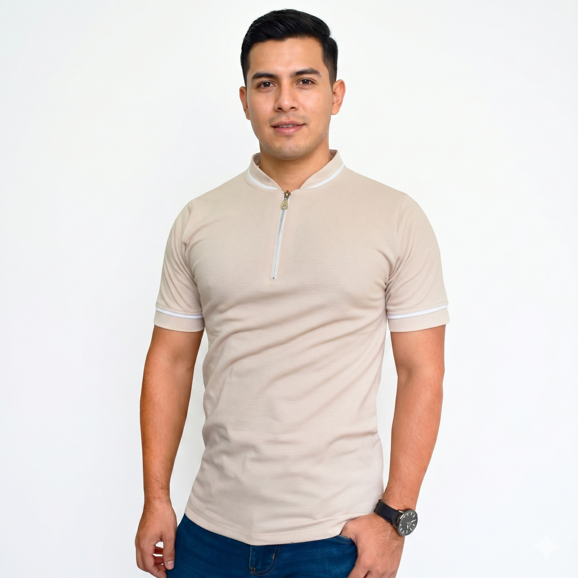 Playera con Cierre Manga Corta #A117