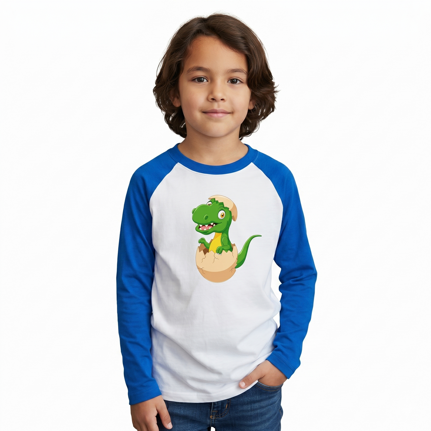 Playera Dinosaurios Para Niño Manga Ranglan Manga Larga #K023-D003