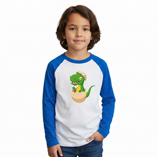 Playera Dinosaurios Para Niño Manga Ranglan Manga Larga #K023-D003