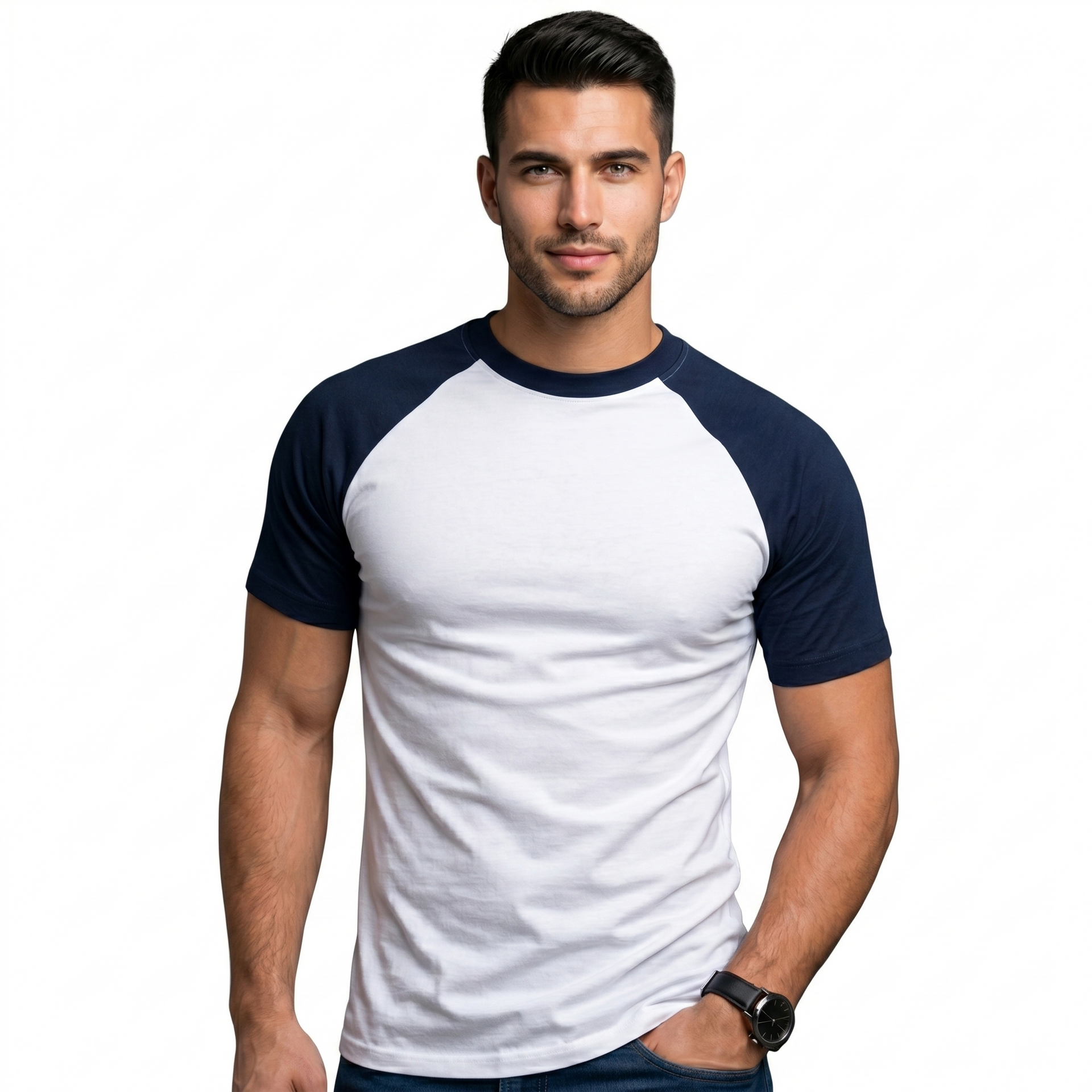 Playera Manga Ranglan Lisa Manga Corta Torso Blanco #A032