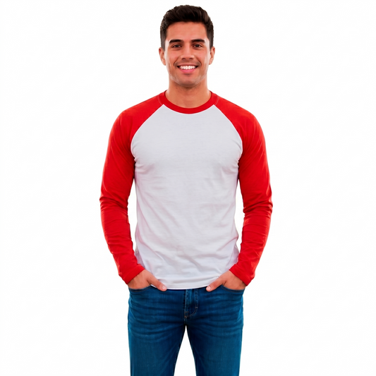 Playera Manga Ranglan Manga Larga Lisa – Torso Blanco #A023