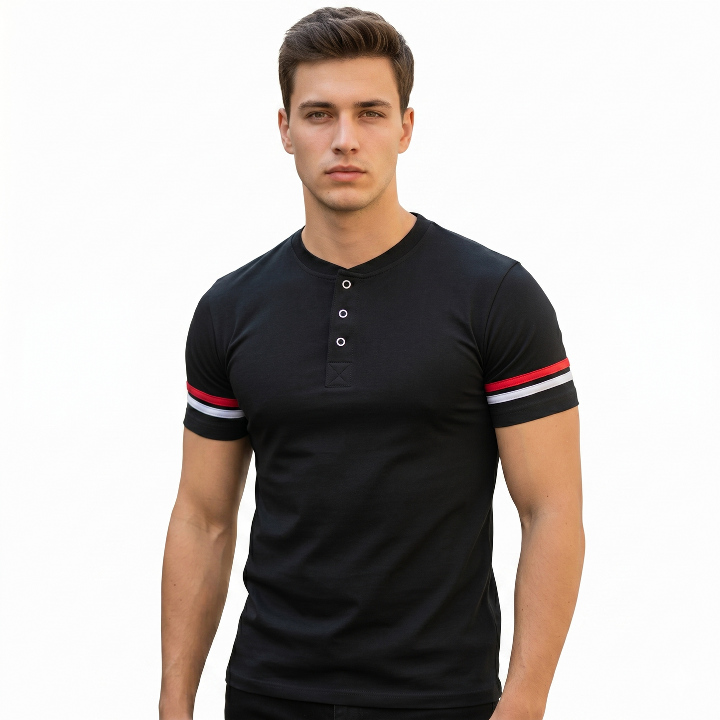 Playera Con Broches Manga Corta Con Tiras #A046
