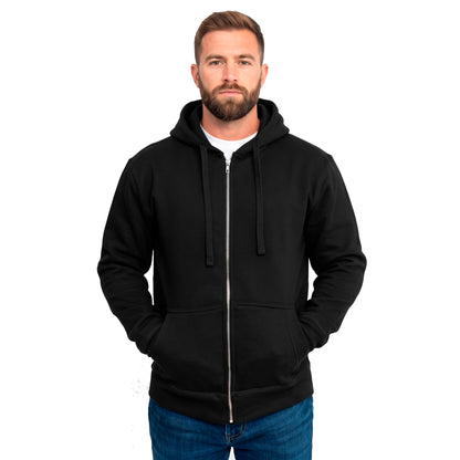 Sudadera Hombre Hoodie Con Cierre Capucha Gorra Negro #A311