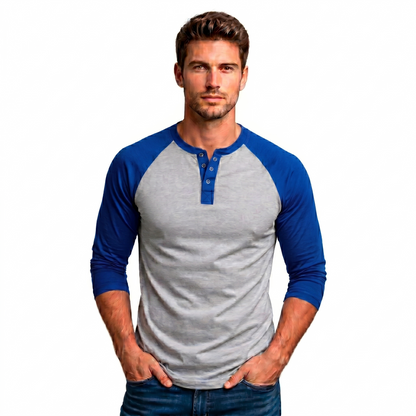 Playera Manga Ranglan Manga 3/4 Con Broches – Torso Gris Jaspe #A007