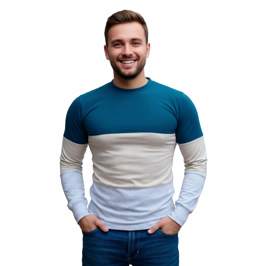 Playera Manga Larga Combinada Con Puño #A071