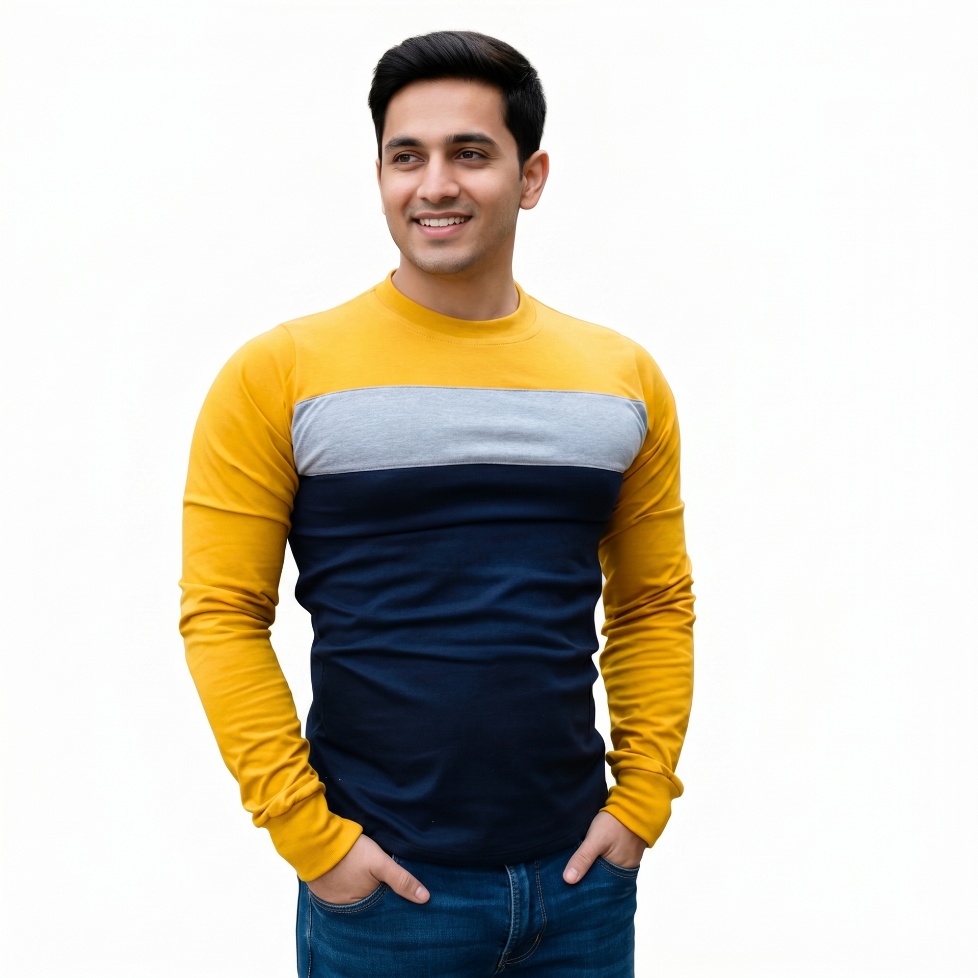 Playera Manga Larga Con Franja Con Puño #A073