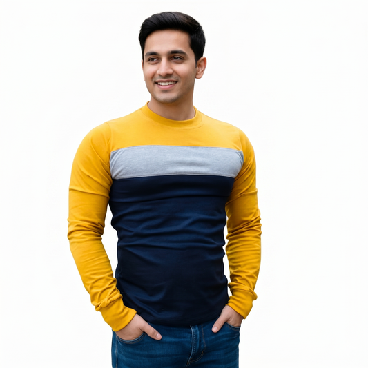 Playera Manga Larga Con Franja Con Puño #A073