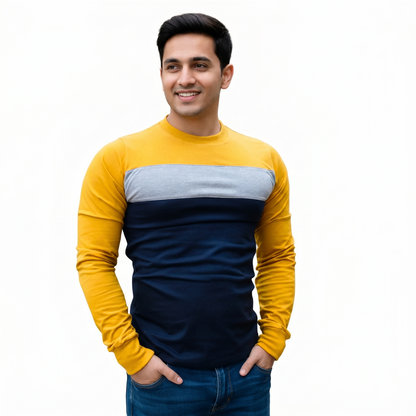 Playera Manga Larga Con Franja Con Puño #A073